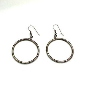 Silver-Tone Round Hoop Dangle Earrings